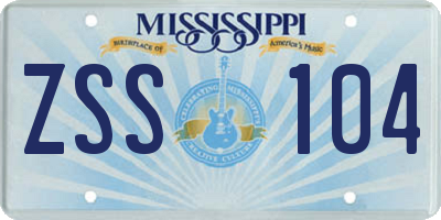 MS license plate ZSS104