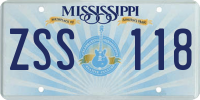 MS license plate ZSS118
