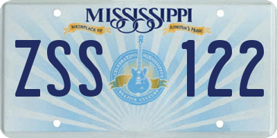 MS license plate ZSS122