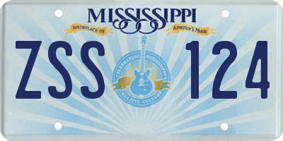 MS license plate ZSS124