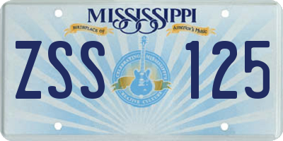 MS license plate ZSS125