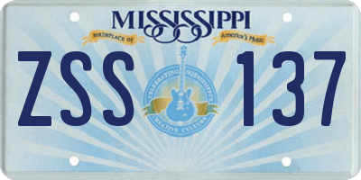 MS license plate ZSS137