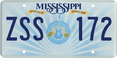 MS license plate ZSS172