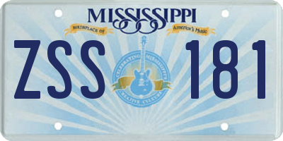 MS license plate ZSS181