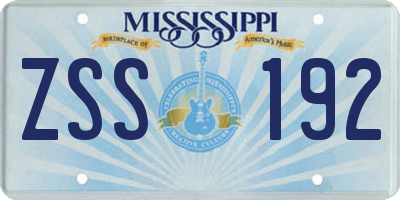 MS license plate ZSS192
