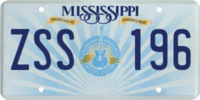 MS license plate ZSS196
