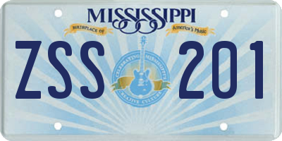 MS license plate ZSS201