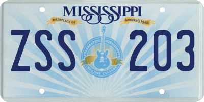 MS license plate ZSS203