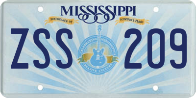 MS license plate ZSS209