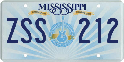 MS license plate ZSS212