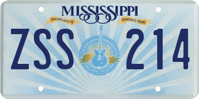MS license plate ZSS214