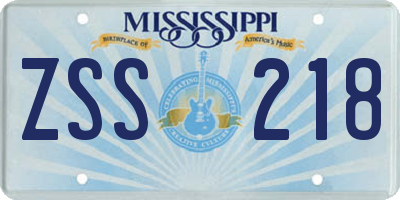 MS license plate ZSS218