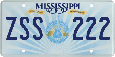 MS license plate ZSS222