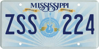 MS license plate ZSS224