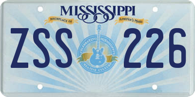 MS license plate ZSS226