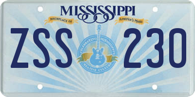 MS license plate ZSS230