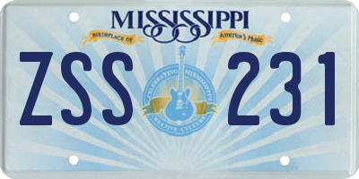 MS license plate ZSS231