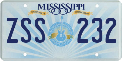 MS license plate ZSS232
