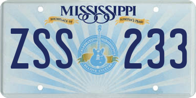 MS license plate ZSS233