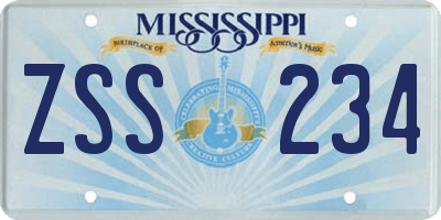 MS license plate ZSS234