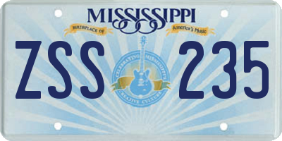 MS license plate ZSS235