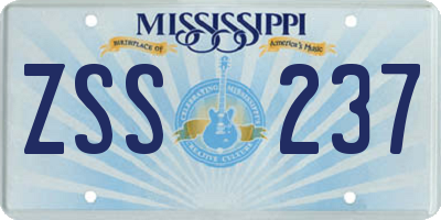 MS license plate ZSS237