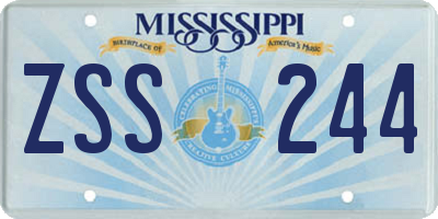 MS license plate ZSS244
