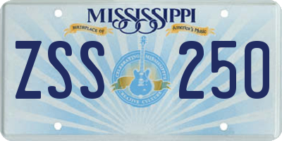 MS license plate ZSS250