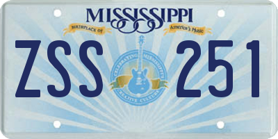 MS license plate ZSS251