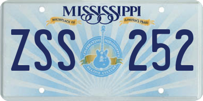 MS license plate ZSS252