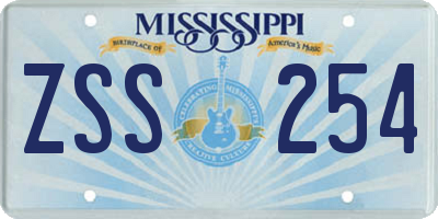 MS license plate ZSS254