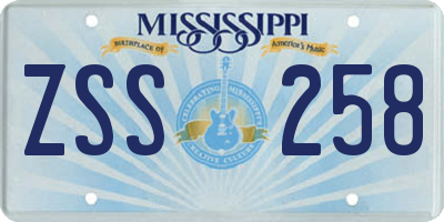 MS license plate ZSS258