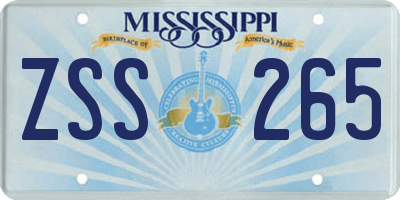 MS license plate ZSS265