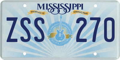 MS license plate ZSS270