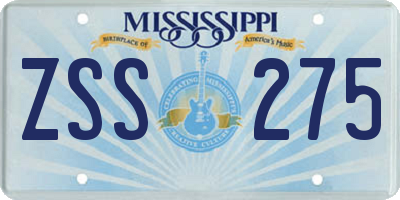 MS license plate ZSS275