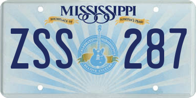 MS license plate ZSS287