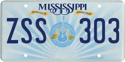 MS license plate ZSS303