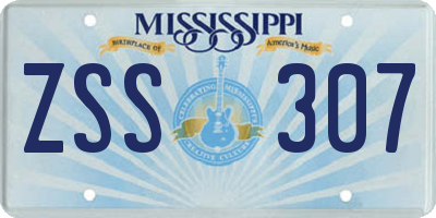 MS license plate ZSS307