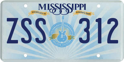MS license plate ZSS312