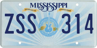 MS license plate ZSS314