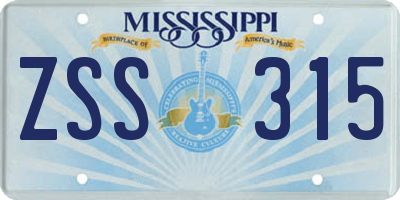 MS license plate ZSS315