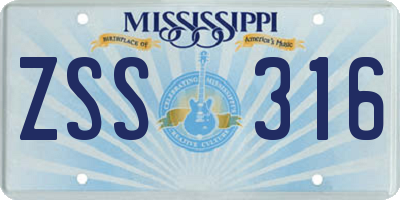 MS license plate ZSS316