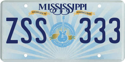 MS license plate ZSS333