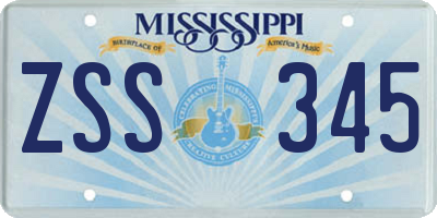 MS license plate ZSS345