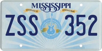 MS license plate ZSS352