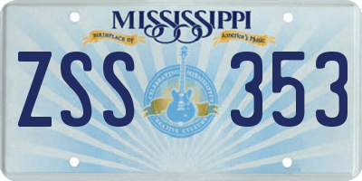 MS license plate ZSS353