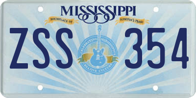 MS license plate ZSS354