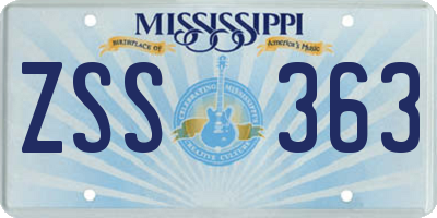 MS license plate ZSS363