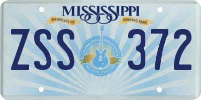 MS license plate ZSS372