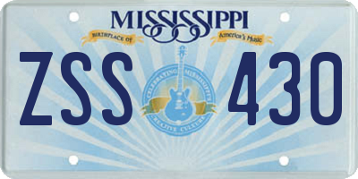 MS license plate ZSS430